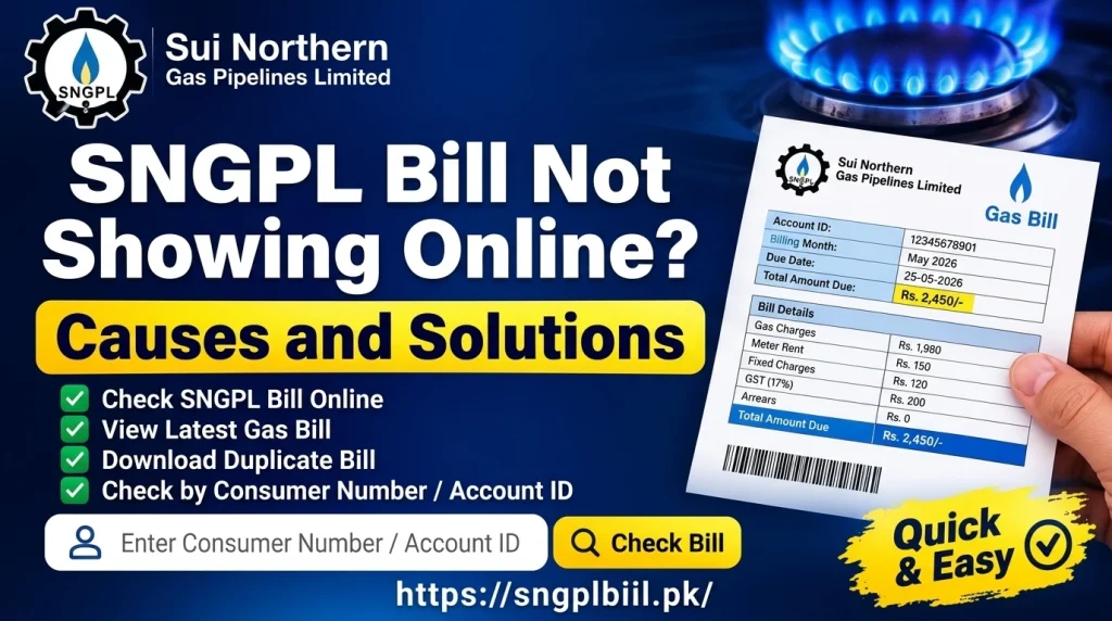 SNGPL Bill Not Showing Online causes and solutions guide