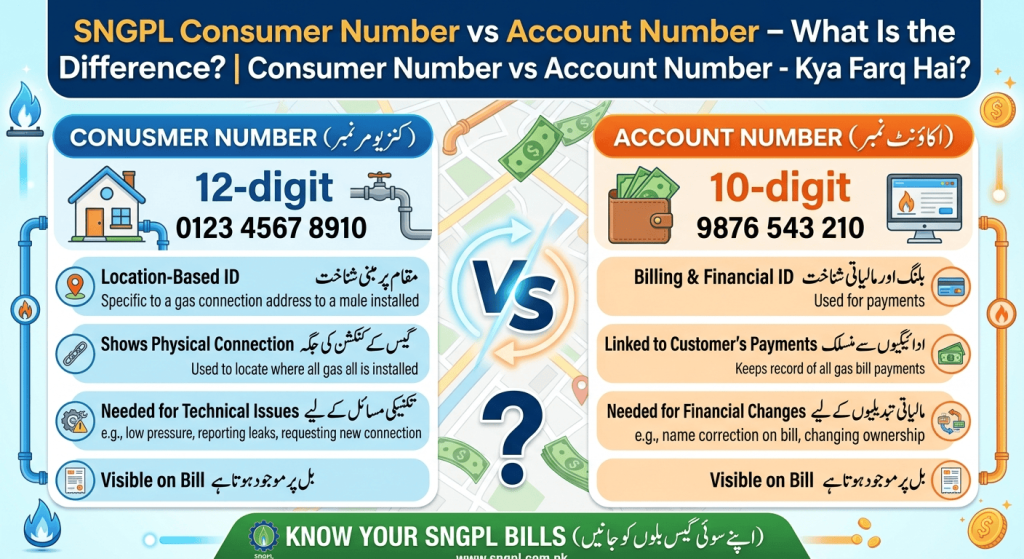 SNGPL Consumer Number vs Account Number