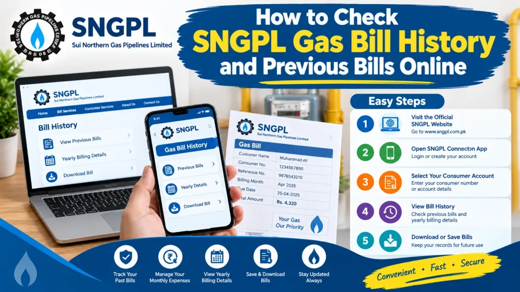 How to check SNGPL gas bill history and previous bills online